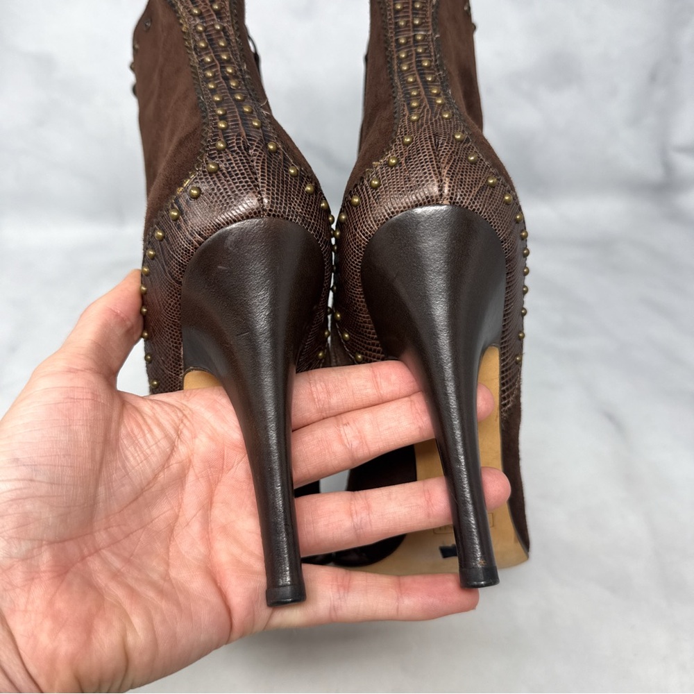 NEW Giuseppe Zanotti Vicini Vintage Y2K Suede Western Studded Heeled Ankle Boots - Picture 9 of 15